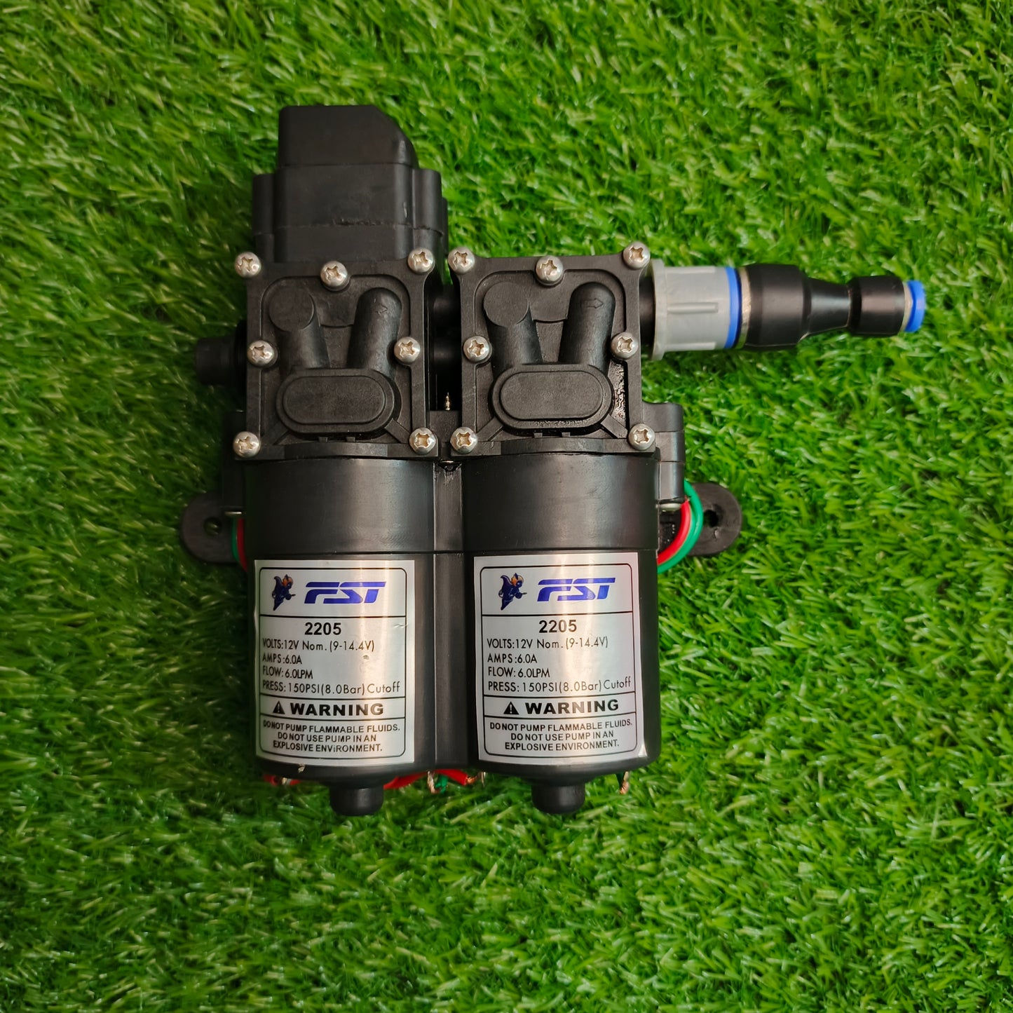12V High-Pressure Double Motor Sprayer Pump – Model 2205 (150 PSI)